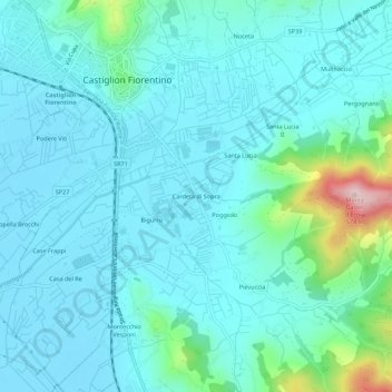 Mappa topografica Cardeta di Sopra, altitudine, rilievo