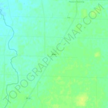 Mappa topografica Grant, altitudine, rilievo