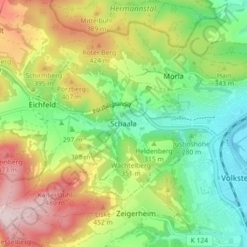 Mappa topografica Schaala, altitudine, rilievo