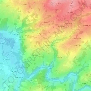 Mappa topografica La Clavière, altitudine, rilievo