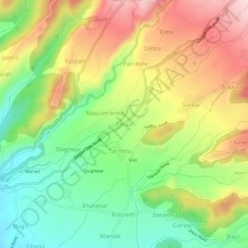 Mappa topografica Passu, altitudine, rilievo