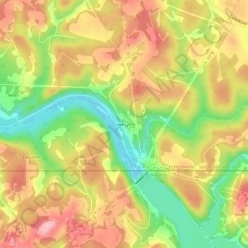 Mappa topografica Lake Lynn, altitudine, rilievo