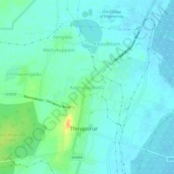 Mappa topografica Kannagappattu, altitudine, rilievo
