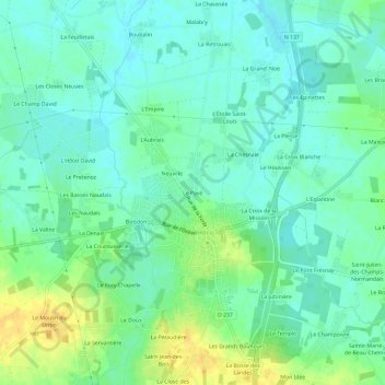 Mappa topografica Le Pavé, altitudine, rilievo