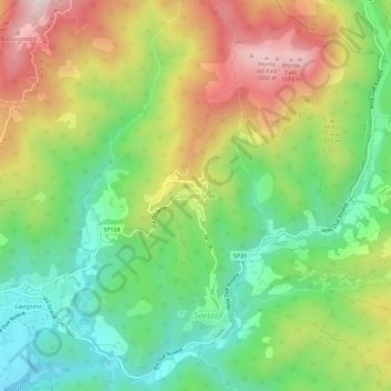 Mappa topografica Coiromonte, altitudine, rilievo