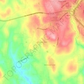Mappa topografica Starbright Acres, altitudine, rilievo