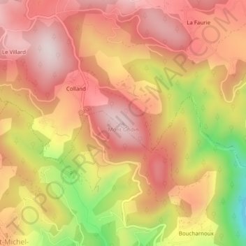 Mappa topografica Mont Godin, altitudine, rilievo