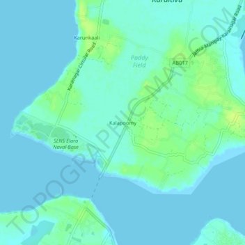 Mappa topografica Kalapoomy, altitudine, rilievo