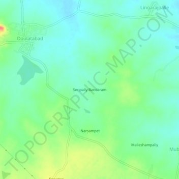 Mappa topografica Seripally Bandaram, altitudine, rilievo