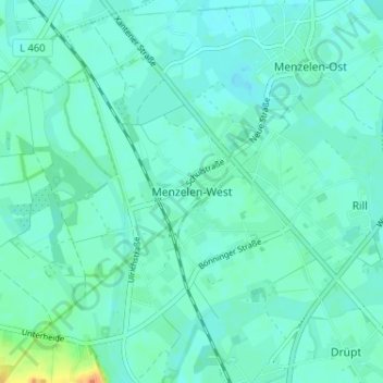 Mappa topografica Menzelen-West, altitudine, rilievo