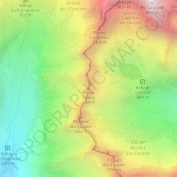 Mappa topografica Pointe Emma, altitudine, rilievo