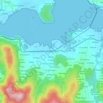 Mappa topografica Francés de Abaixo, altitudine, rilievo