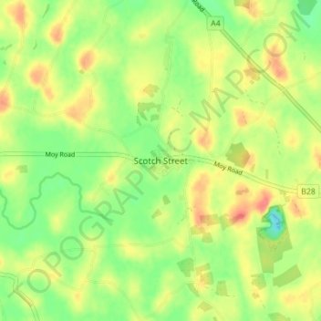 Mappa topografica Scotch Street, altitudine, rilievo