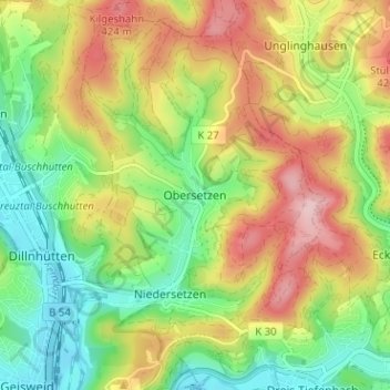 Mappa topografica Obersetzen, altitudine, rilievo