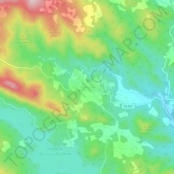 Mappa topografica Darnius, altitudine, rilievo