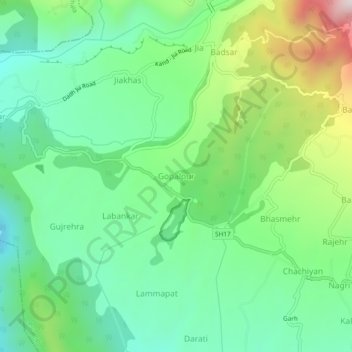 Mappa topografica Gopalpur, altitudine, rilievo