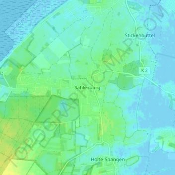 Mappa topografica Sahlenburg, altitudine, rilievo