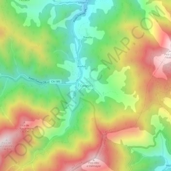 Mappa topografica Cosgaya, altitudine, rilievo