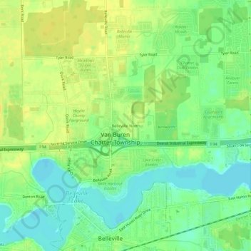 Mappa topografica Belleville North, altitudine, rilievo