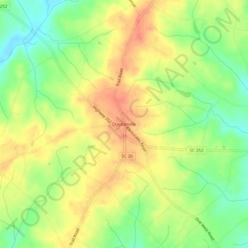 Mappa topografica Craytonville, altitudine, rilievo