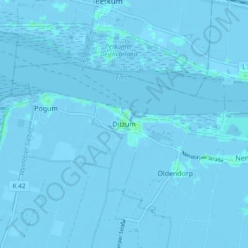 Mappa topografica Ditzum, altitudine, rilievo