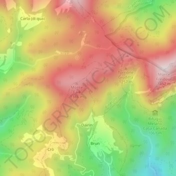 Mappa topografica Sorgente del Lemina, altitudine, rilievo