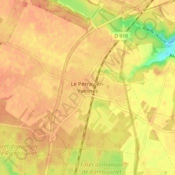 Mappa topografica Le Perray-en-Yvelines, altitudine, rilievo