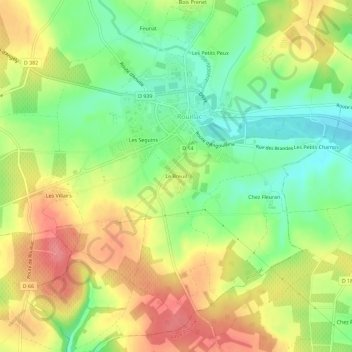 Mappa topografica Le Breuil, altitudine, rilievo
