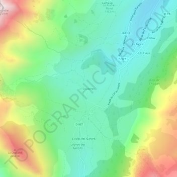 Mappa topografica Coutières, altitudine, rilievo