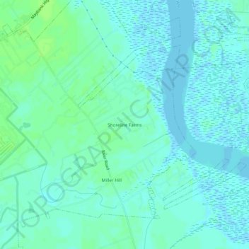 Mappa topografica Shoreline Farms, altitudine, rilievo