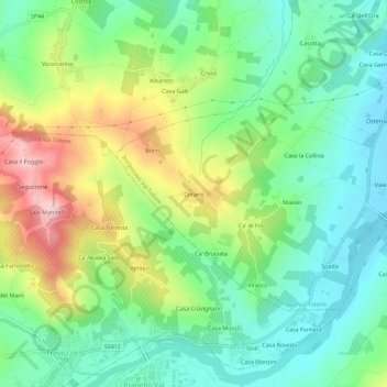Mappa topografica Corano, altitudine, rilievo