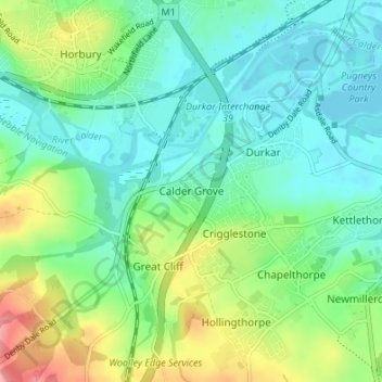 Mappa topografica Calder Grove, altitudine, rilievo