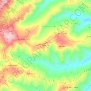 Mappa topografica Cerchiara, altitudine, rilievo
