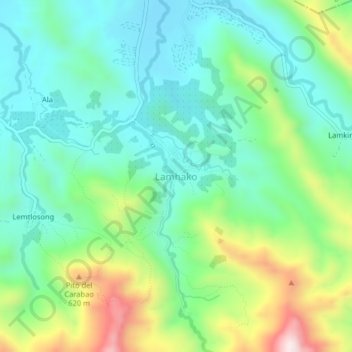 Mappa topografica Lamhako, altitudine, rilievo