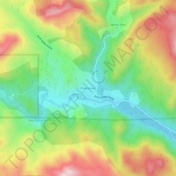 Mappa topografica Pine Grove, altitudine, rilievo