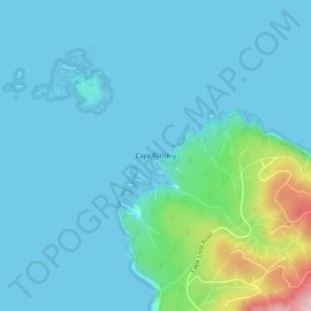 Mappa topografica Cape Flattery, altitudine, rilievo