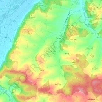 Mappa topografica Haunwang, altitudine, rilievo