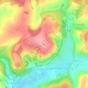 Mappa topografica Hat Hill, altitudine, rilievo