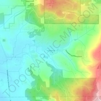 Mappa topografica Laurelwood, altitudine, rilievo