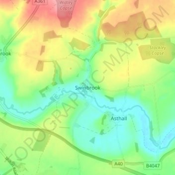 Mappa topografica Swinbrook, altitudine, rilievo