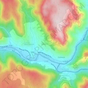 Mappa topografica Liaucous, altitudine, rilievo