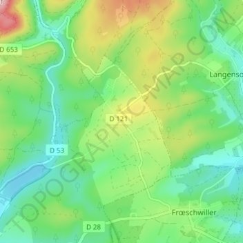 Mappa topografica Nehwiller, altitudine, rilievo