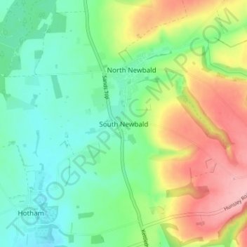 Mappa topografica South Newbald, altitudine, rilievo