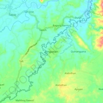 Mappa topografica Bingawan, altitudine, rilievo