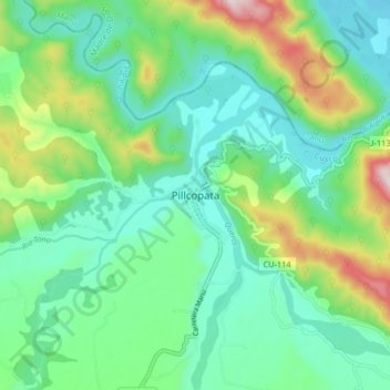 Mappa topografica Pillcopata, altitudine, rilievo