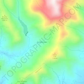 Mappa topografica Summerhaven, altitudine, rilievo