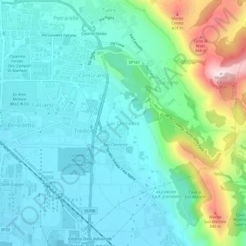 Mappa topografica San Clemente, altitudine, rilievo