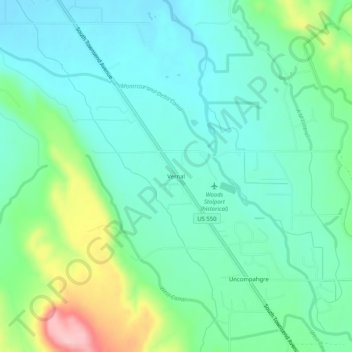 Mappa topografica Vernal, altitudine, rilievo