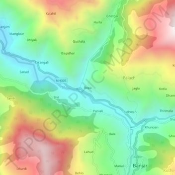 Mappa topografica Ropa, altitudine, rilievo