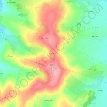 Mappa topografica Les Desruez, altitudine, rilievo